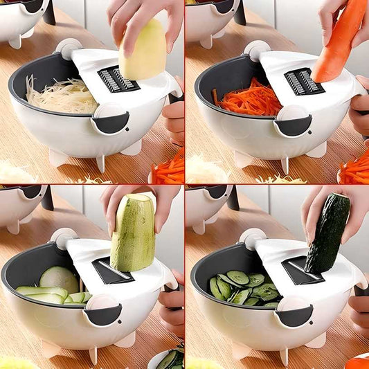 7-in-1 Multifunctional Vegetable Cutter, Chopper & Slicer – Includes 6 Interchangeable Blades (Multicolor)