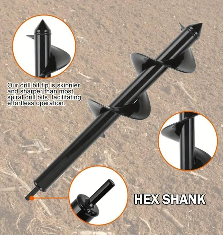 Spiral Hole Non-Slip Earth Drill – Heavy Duty Metal Auger for Garden & Farming Use (Pack of 1)