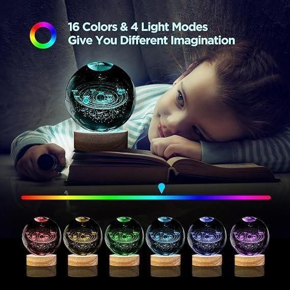 3D Crystal Lamp Ball – Decorative LED Night Light Globe (Assorted Color, Pack of 1)