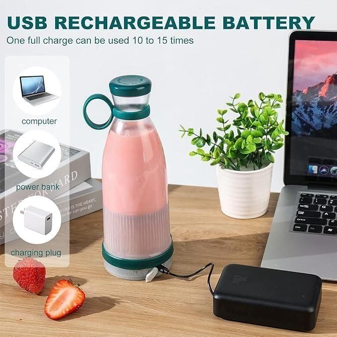 Travel Portable Mini USB Juice Blender – Rechargeable Personal Mixer Bottle (380ml, Lightweight & Compact)
