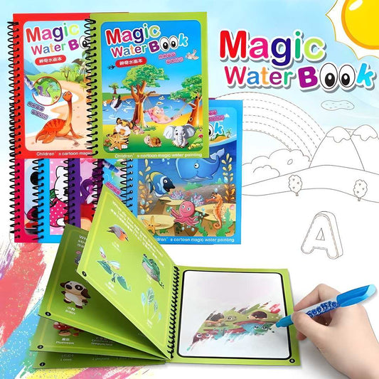Reusable Magic Water Coloring Book – Quick Dry, Mess-Free Fun for Kids (Includes Magic Pen)