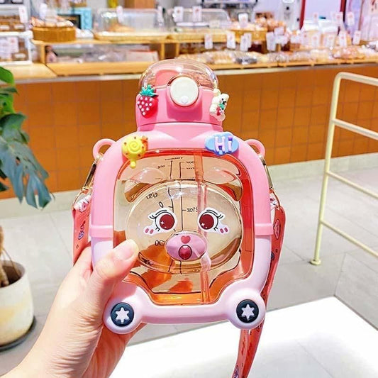 Cute Sipper Water Bottle with Straw & Strap – Leakproof, Portable & Kid-Friendly (Assorted Colors, 250ml)