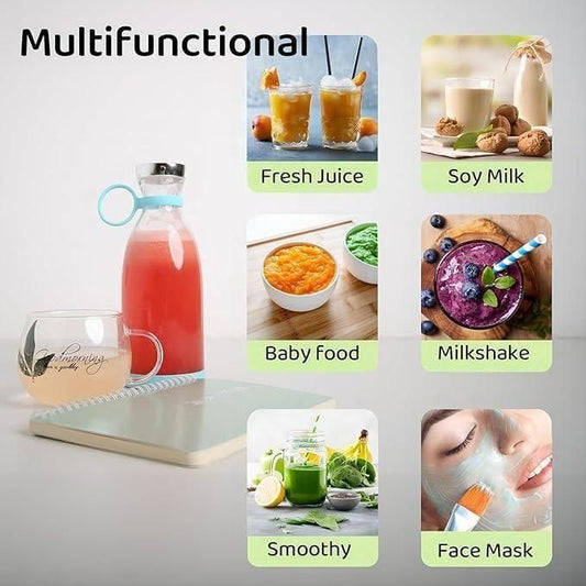 Travel Portable Mini USB Juice Blender – Rechargeable Personal Mixer Bottle (380ml, Lightweight & Compact)