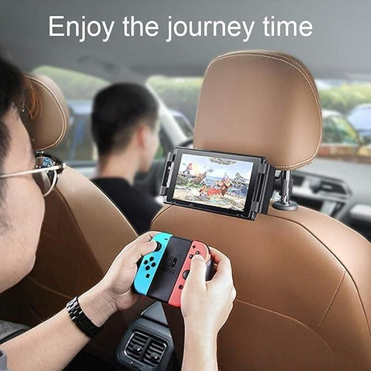 Universal Car Mount Holder for Tablets & Phones (4.7"–12.9") – 360° Rotating Headrest Stand with Adjustable Arm (Random Color)