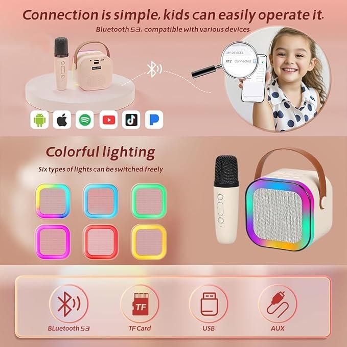 Bluetooth Karaoke Speaker with Wireless Microphone – Portable Audio System for Parties, Home & Outdoor Events