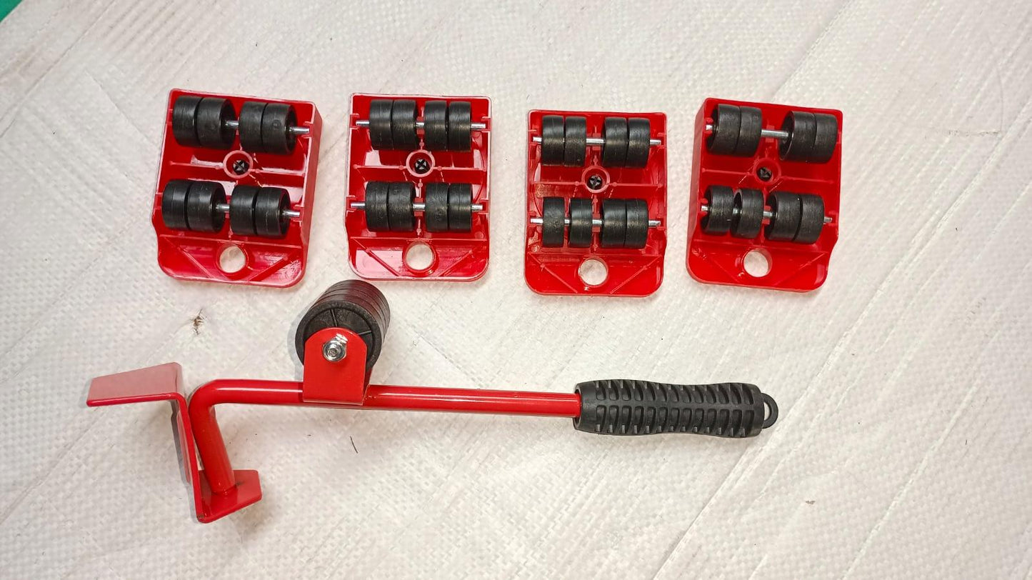 Furniture Lifter & Mover Tool Set – Heavy Duty Lifting & Shifting Kit with 360° Wheel Pads (5-Piece Set)