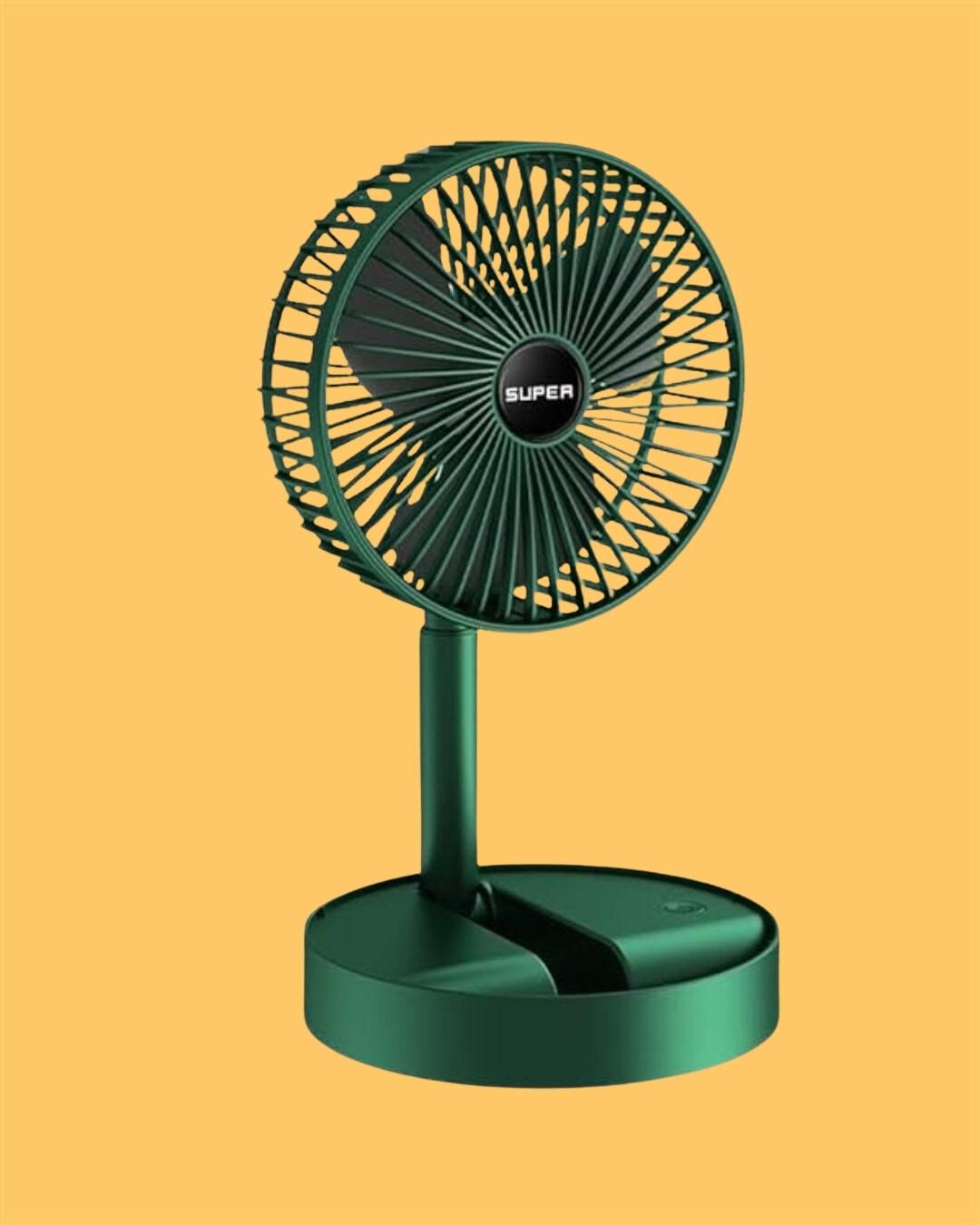 Adjustable Telescopic Rechargeable Standing Fan – 4-Speed Wireless Pedestal Desk Fan (Foldable & Portable)