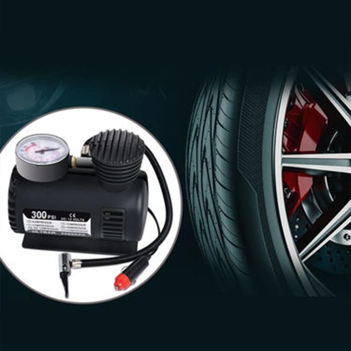 12V Multipurpose Car Air Compressor – Heavy-Duty Metal Body with Dial Gauge & 3 Inflation Adapters (140 PSI, 500g)