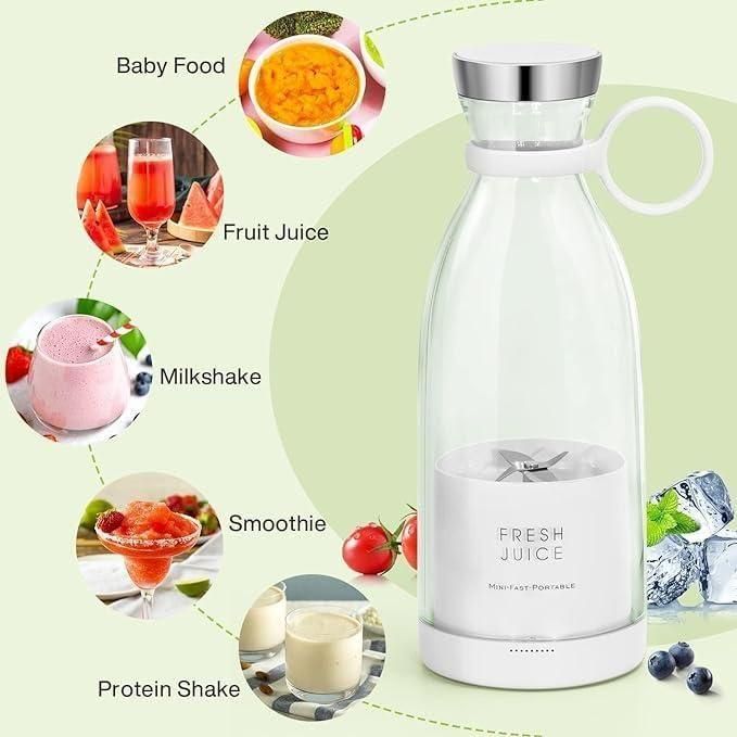 Travel Portable Mini USB Juice Blender – Rechargeable Personal Mixer Bottle (380ml, Lightweight & Compact)