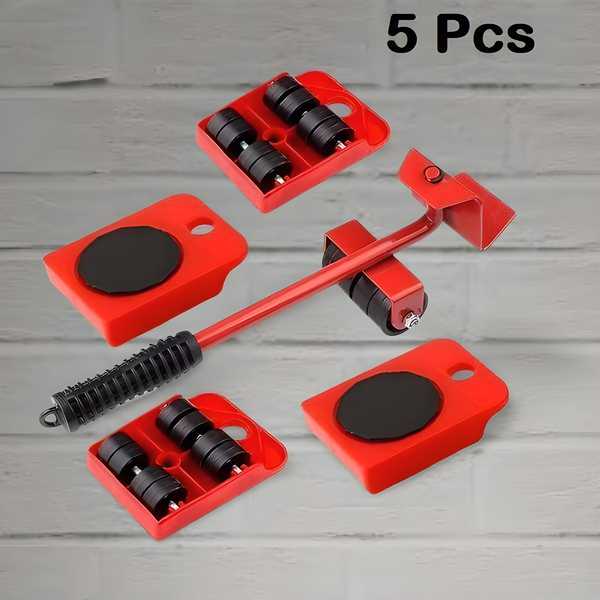 Furniture Lifter & Mover Tool Set – Heavy Duty Lifting & Shifting Kit with 360° Wheel Pads (5-Piece Set)