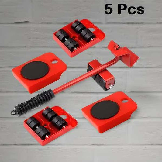 Furniture Lifter & Mover Tool Set – Heavy Duty Lifting & Shifting Kit with 360° Wheel Pads (5-Piece Set)
