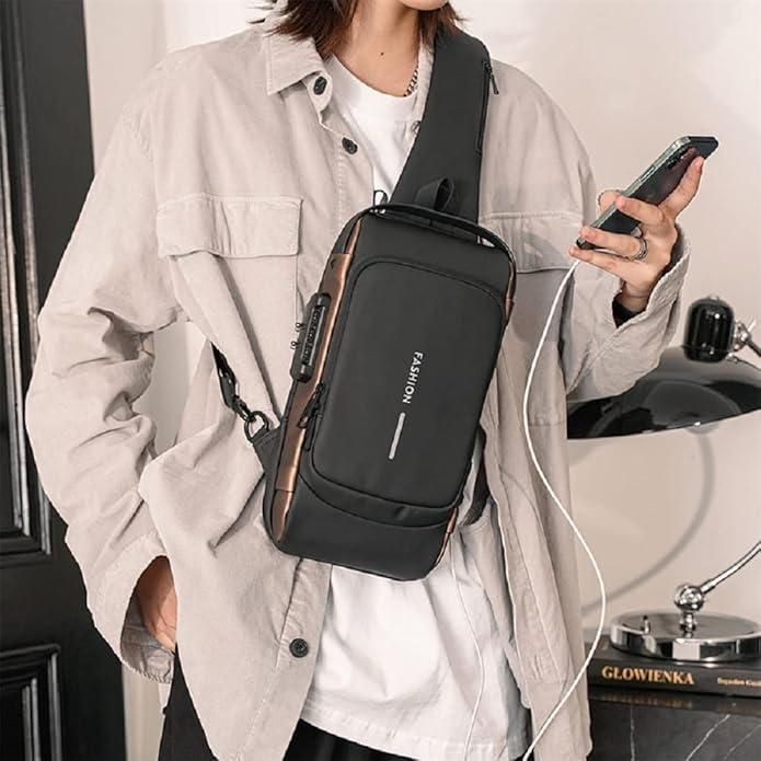 Leather Sling Bag – Stylish Crossbody Shoulder Bag with Zipper Closure (Compact & Lightweight, 400g) for Men & Women