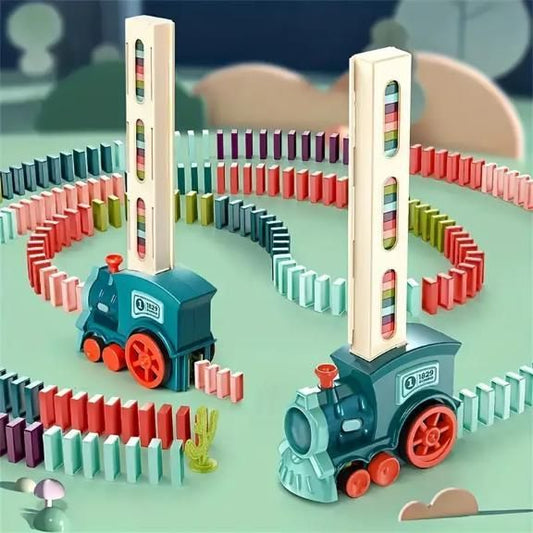 Train Toy Domino Set for Kids – BPA-Free Plastic with Sound Effects & Automatic Domino Placement (40 Colorful Blocks)