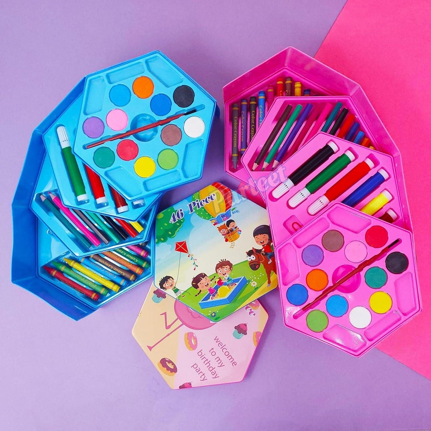 46-Piece Art Set – Drawing & Coloring Kit for Kids and Beginners (Compact & Portable)