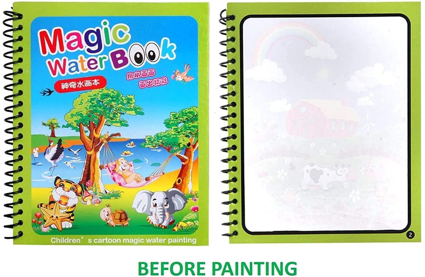 Reusable Magic Water Coloring Book – Quick Dry, Mess-Free Fun for Kids (Includes Magic Pen)