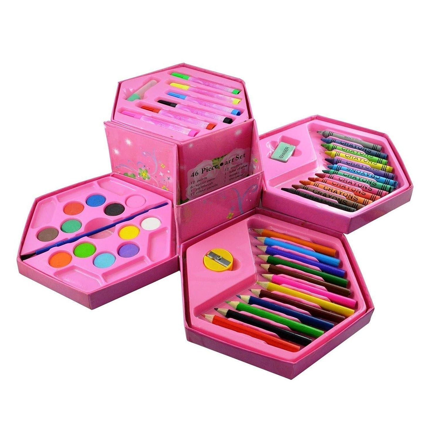 46-Piece Art Set – Drawing & Coloring Kit for Kids and Beginners (Compact & Portable)
