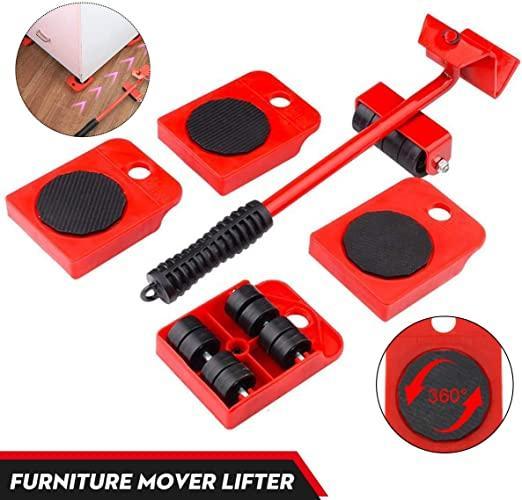 Furniture Lifter & Mover Tool Set – Heavy Duty Lifting & Shifting Kit with 360° Wheel Pads (5-Piece Set)