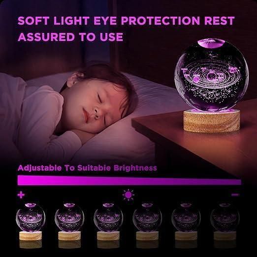 3D Crystal Lamp Ball – Decorative LED Night Light Globe (Assorted Color, Pack of 1)