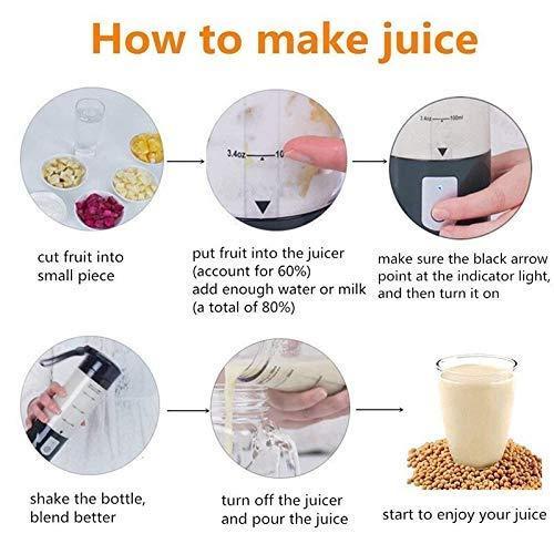 Portable USB Juicer – 6 Blade Electric Juice Blender (380ml, Rechargeable)