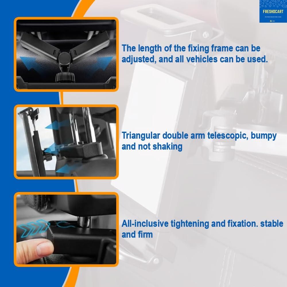 Universal Car Mount Holder for Tablets & Phones (4.7"–12.9") – 360° Rotating Headrest Stand with Adjustable Arm (Random Color)