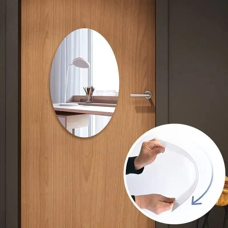 Combo Set of Oval & Square Shape Decorative Mirrors – Acrylic Wall Mirror Pack of 2 (20 x 30 cm)