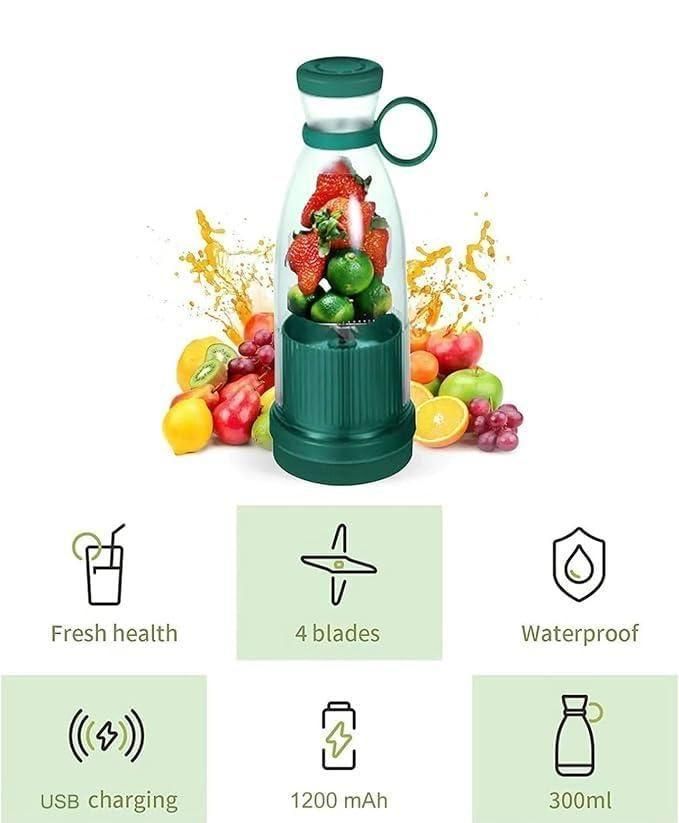 Travel Portable Mini USB Juice Blender – Rechargeable Personal Mixer Bottle (380ml, Lightweight & Compact)