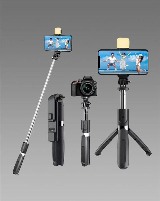 3-in-1 Extendable Selfie Stick Tripod with Bluetooth Remote – Portable Phone Stand for Photos, Reels & Video Calls (Random Color)