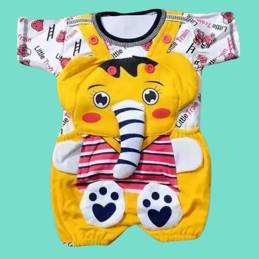 Unisex Cotton Dungaree for Babies – Soft & Printed Romper (0-12 Months)