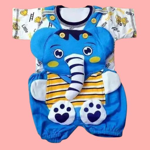 Unisex Cotton Dungaree for Babies – Soft & Printed Romper (0-12 Months)