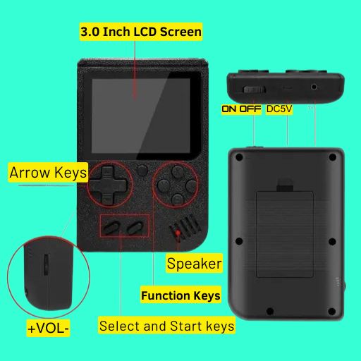 Handheld Game Console – Retro Gaming Player with 400+ Built-in Classic Games | USB Rechargeable & Portable