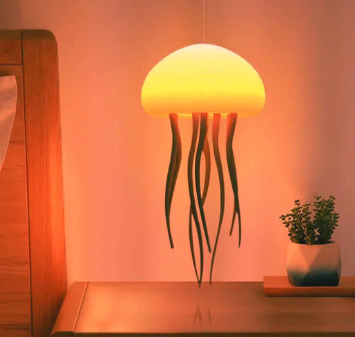 Rechargeable Multicolored Jellyfish Table Lamp with Sound-Activated LED & 3D Moon Top – Hypnotic Night Light for Home, Bedroom & Gifting