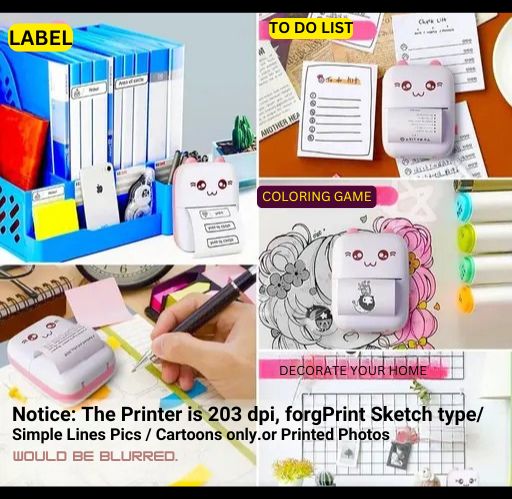 Unicorn Mini Bluetooth Thermal Printer – Ink-Free Pocket Label Printer with 15 Paper Rolls, 8 Colored Pencils & Stickers | Android & iOS Compatible