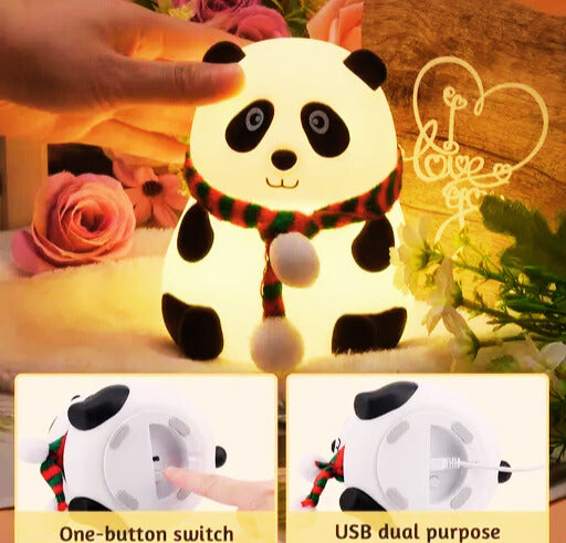 Panda Lamp – Kawaii Silicone Night Light with 7 Color Touch Control | Perfect Gift for Kids' Bedroom