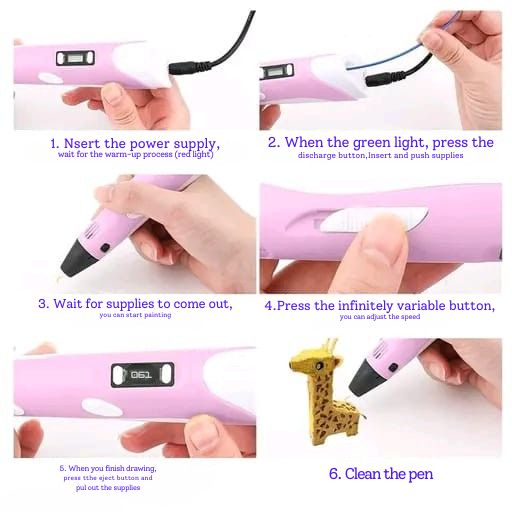 3D Pen Professional for Kids – Creative Drawing Tool with Adjustable Speed & LCD Display (Random Color)