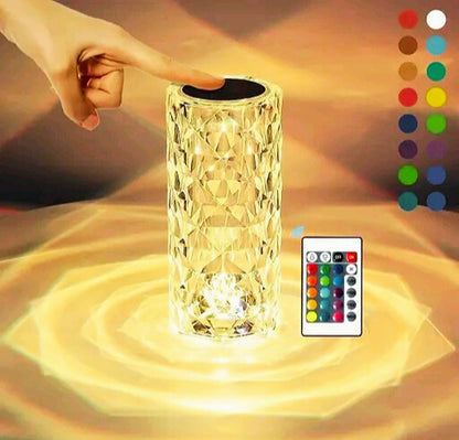 Skycandle Touch Crystal RGB Lamp – 16 Color Changing Rose Design LED Night Light (Dimmable, Battery Operated)