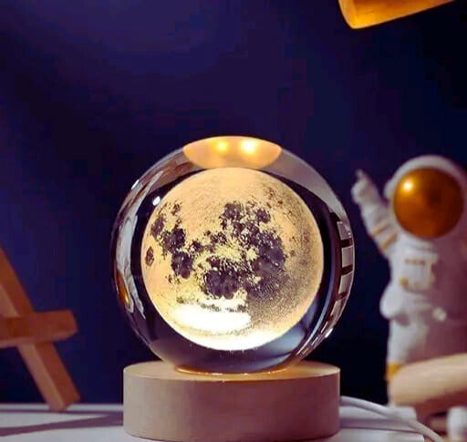 3D Glass Astronomy Night Lamp – Colorful LED Base with Multiple Space & Fantasy Designs