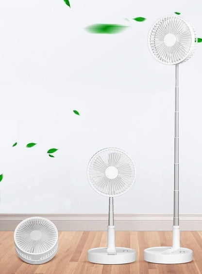 Adjustable Telescopic Rechargeable Standing Fan – 4-Speed Wireless Pedestal Desk Fan (Foldable & Portable)