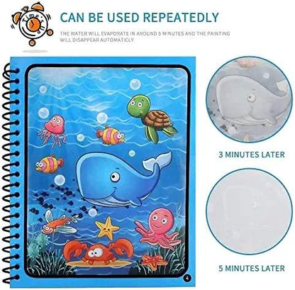 Reusable Magic Water Coloring Book – Quick Dry, Mess-Free Fun for Kids (Includes Magic Pen)