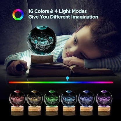 3D Crystal Lamp Ball – Decorative LED Night Light Globe (Assorted Color, Pack of 1)