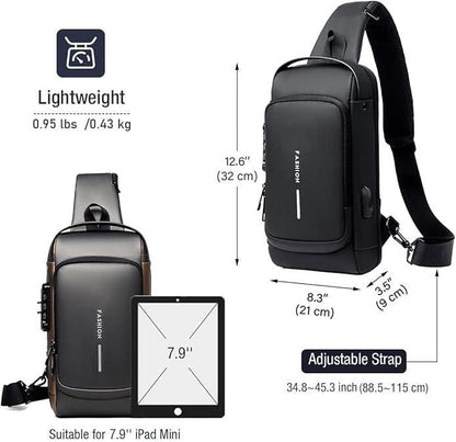 Leather Sling Bag – Stylish Crossbody Shoulder Bag with Zipper Closure (Compact & Lightweight, 400g) for Men & Women