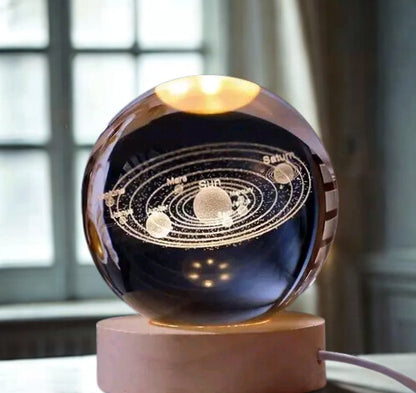 3D Glass Astronomy Night Lamp – Colorful LED Base with Multiple Space & Fantasy Designs
