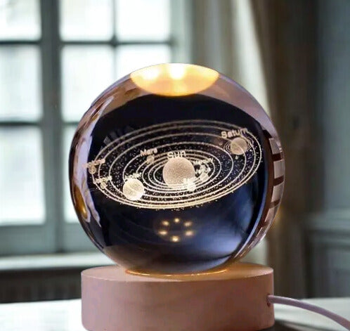 3D Glass Astronomy Night Lamp – Colorful LED Base with Multiple Space & Fantasy Designs