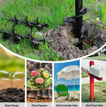 Spiral Hole Non-Slip Earth Drill – Heavy Duty Metal Auger for Garden & Farming Use (Pack of 1)