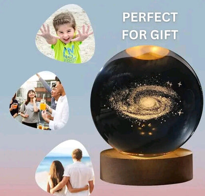 3D Glass Astronomy Night Lamp – Colorful LED Base with Multiple Space & Fantasy Designs