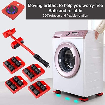 Furniture Lifter & Mover Tool Set – Heavy Duty Lifting & Shifting Kit with 360° Wheel Pads (5-Piece Set)