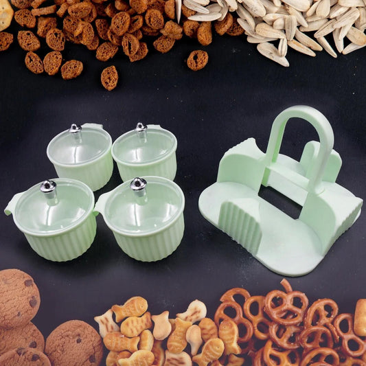 Multipurpose 4-Piece Storage Jar Set with Tray – Space-Saving, BPA-Free Plastic Containers for Kitchen & Home