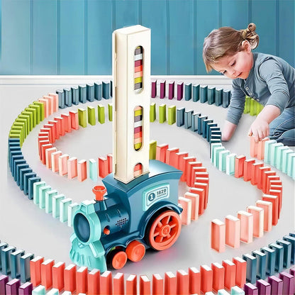 Train Toy Domino Set for Kids – BPA-Free Plastic with Sound Effects & Automatic Domino Placement (40 Colorful Blocks)