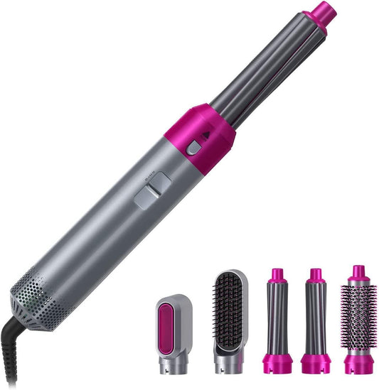 5-in-1 Hot Air Brush for Hair Styling – Dryer, Straightener, Curler & Volumizer with Ceramic Coating