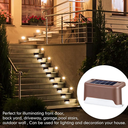 Solar Deck Lights for Outdoor – Waterproof LED Step & Fence Lighting (Pack of 4, Automatic Charging)