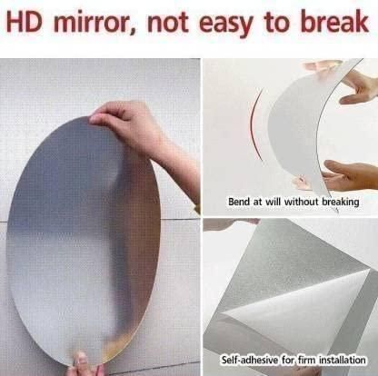 Combo Set of Oval & Square Shape Decorative Mirrors – Acrylic Wall Mirror Pack of 2 (20 x 30 cm)